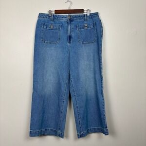 Loft Jeans The Palmer Wide Leg High Rise Womens 33 Blue Ankle Denim